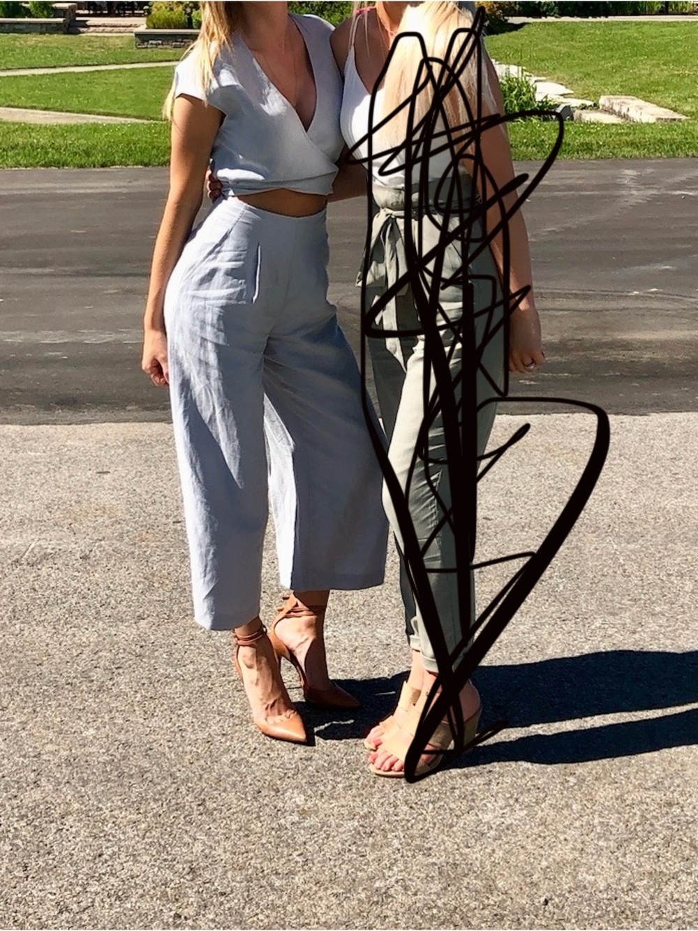 Wilfred Brax Light Gray Cropped Wide-Leg Jumpsuit